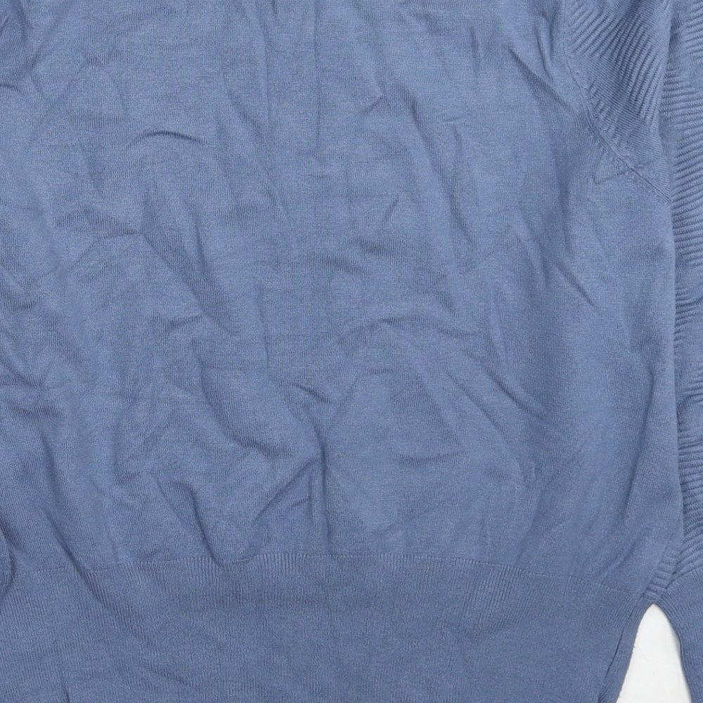 Marks and Spencer Womens Blue Round Neck Viscose Pullover Jumper Size L