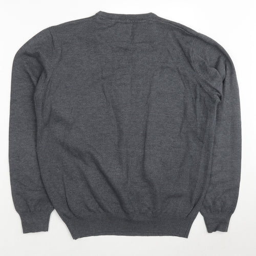 Creaciones Gpa Mens Grey Crew Neck Cotton Pullover Jumper Size L Long Sleeve
