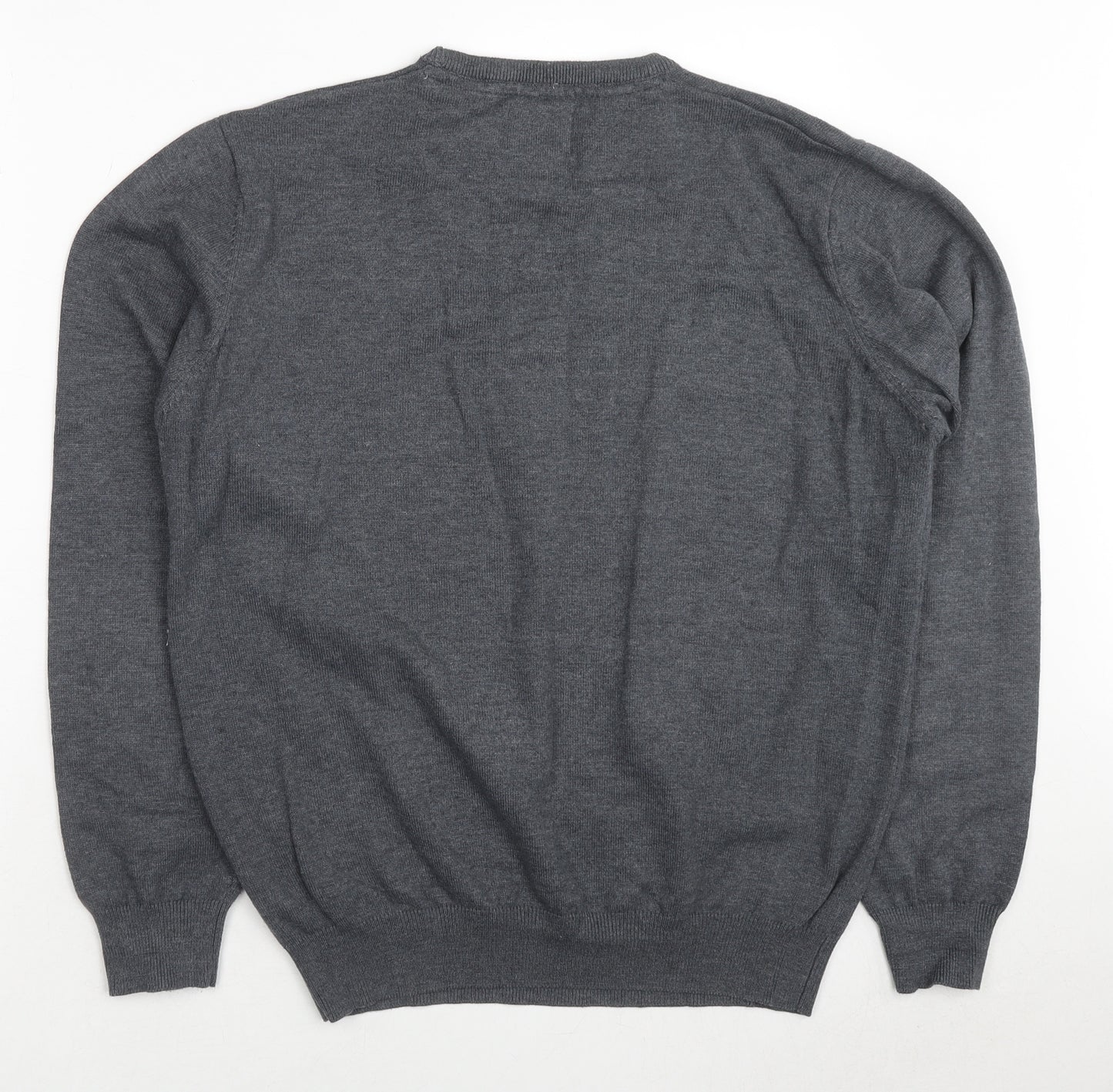 Creaciones Gpa Mens Grey Crew Neck Cotton Pullover Jumper Size L Long Sleeve