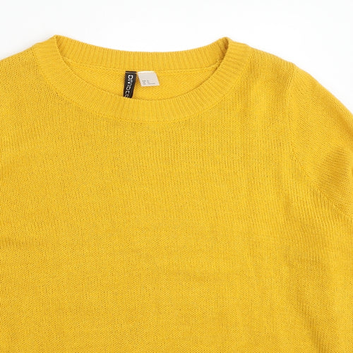 Divided by H&M Womens Yellow Round Neck Acrylic Pullover Jumper Size XL
