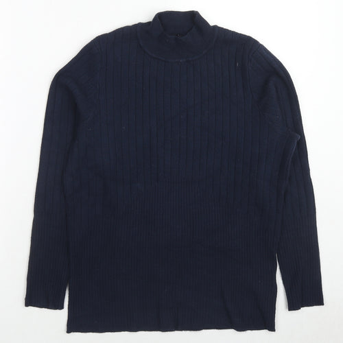 Marks and Spencer Womens Blue High Neck Viscose Pullover Jumper Size 16