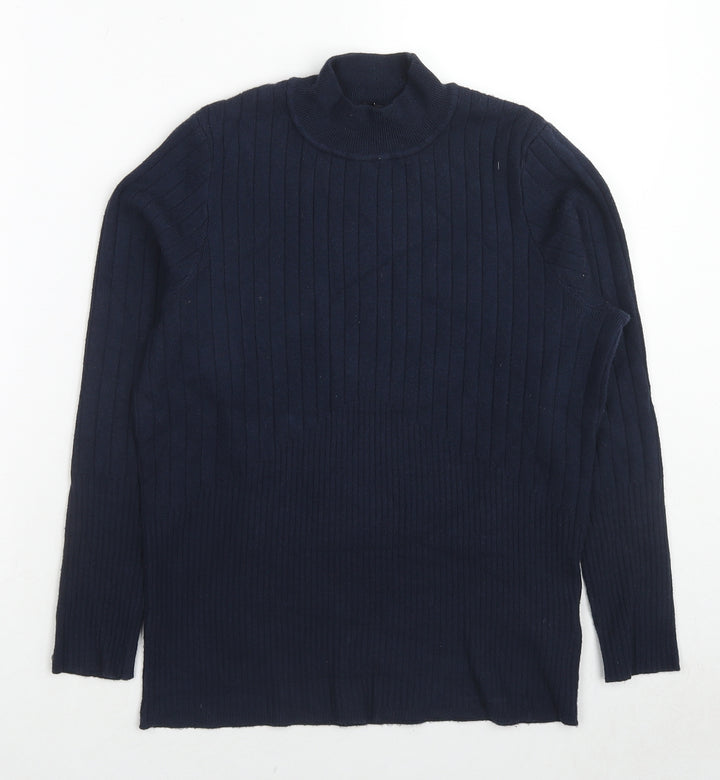 Marks and Spencer Womens Blue High Neck Viscose Pullover Jumper Size 16