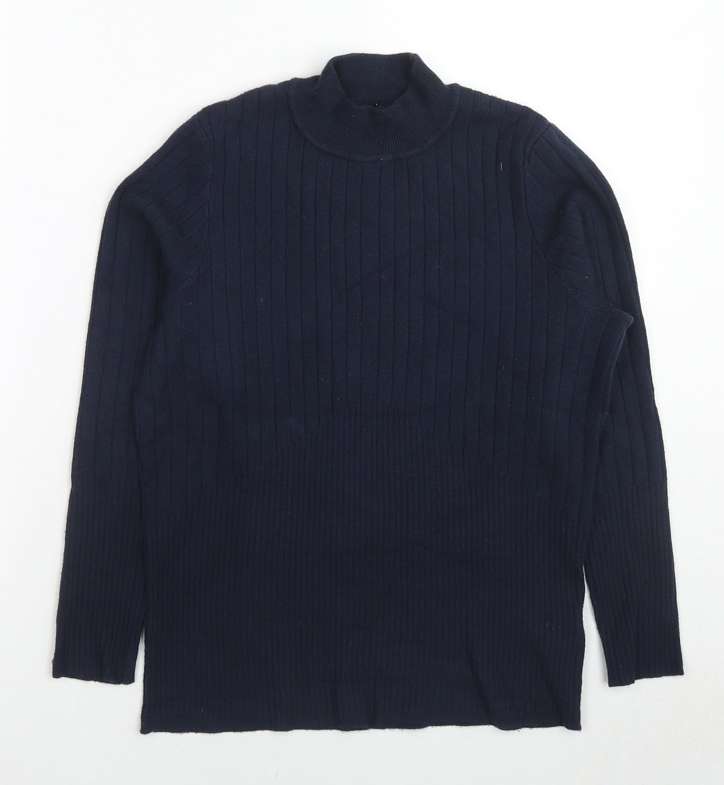 Marks and Spencer Womens Blue High Neck Viscose Pullover Jumper Size 16