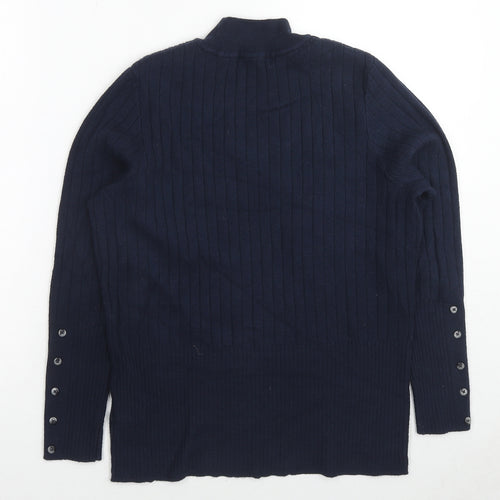 Marks and Spencer Womens Blue High Neck Viscose Pullover Jumper Size 16