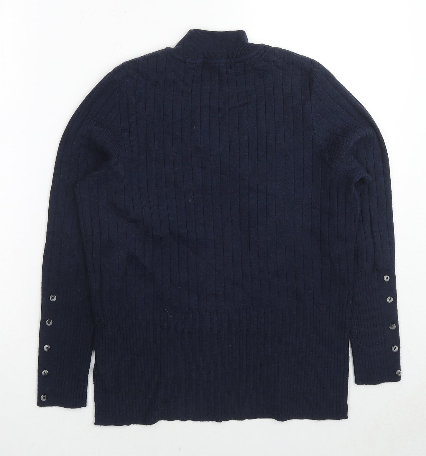 Marks and Spencer Womens Blue High Neck Viscose Pullover Jumper Size 16