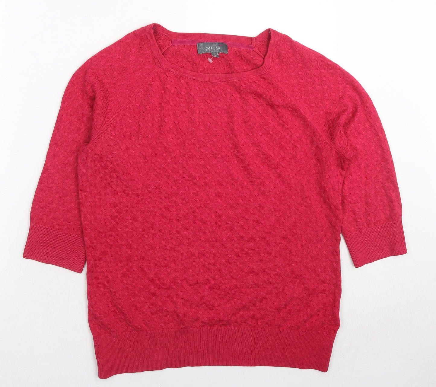 Per Una Womens Red Round Neck Acrylic Pullover Jumper Size 12