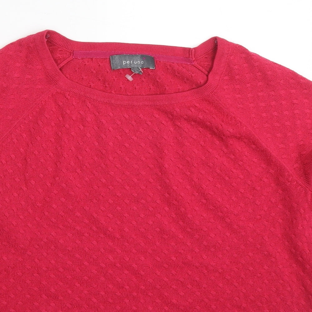 Per Una Womens Red Round Neck Acrylic Pullover Jumper Size 12