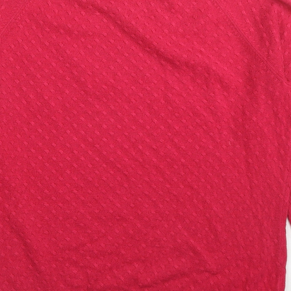 Per Una Womens Red Round Neck Acrylic Pullover Jumper Size 12