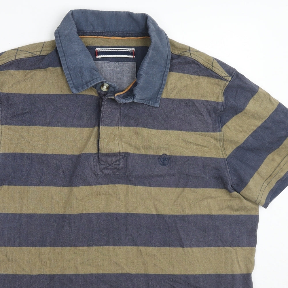 Fat Face Mens Multicoloured Striped Cotton Polo Size M Collared Pullover