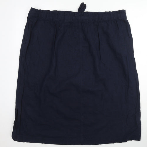 Marks and Spencer Womens Blue Linen A-Line Skirt Size 24 Drawstring