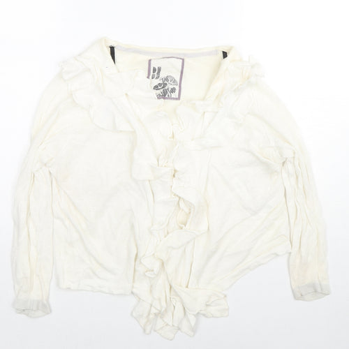 Debenhams Womens Ivory V-Neck Ramie Cardigan Jumper Size 12