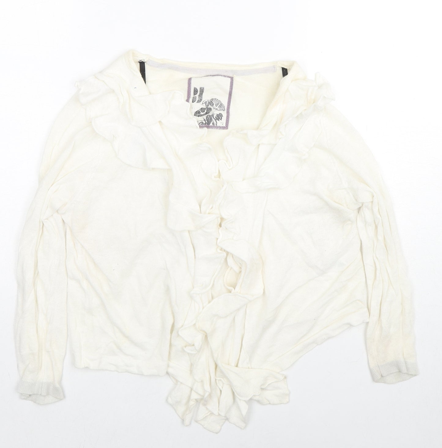 Debenhams Womens Ivory V-Neck Ramie Cardigan Jumper Size 12