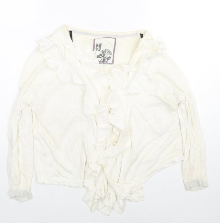 Debenhams Womens Ivory V-Neck Ramie Cardigan Jumper Size 12