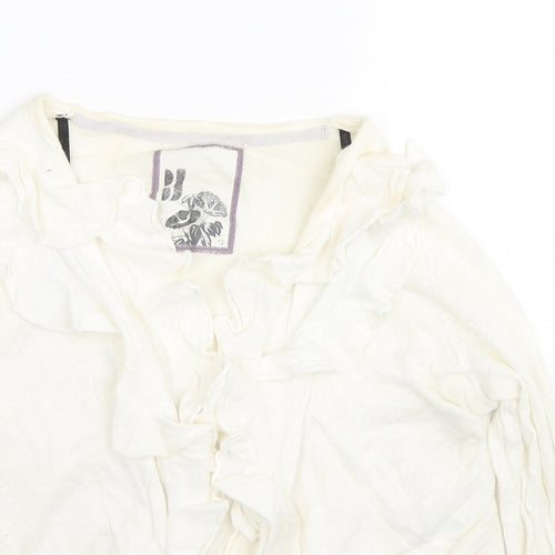 Debenhams Womens Ivory V-Neck Ramie Cardigan Jumper Size 12
