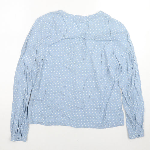 Cath Kidston Womens Blue Polka Dot Viscose Basic Button-Up Size 12 V-Neck