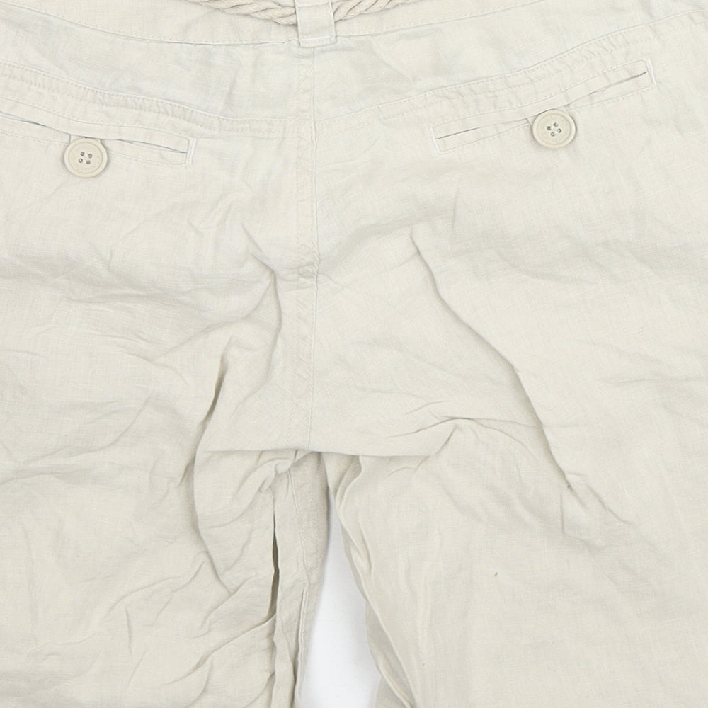 E Studio Womens Beige Linen Cargo Shorts Size 6 L10 in Regular Zip