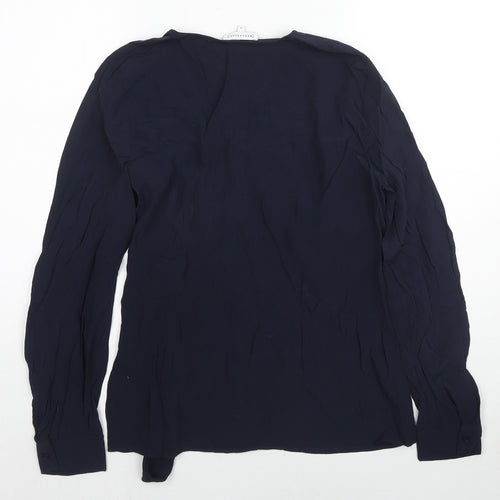 Warehouse Womens Blue Viscose Basic Blouse Size 12 V-Neck