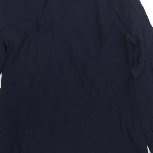 Warehouse Womens Blue Viscose Basic Blouse Size 12 V-Neck