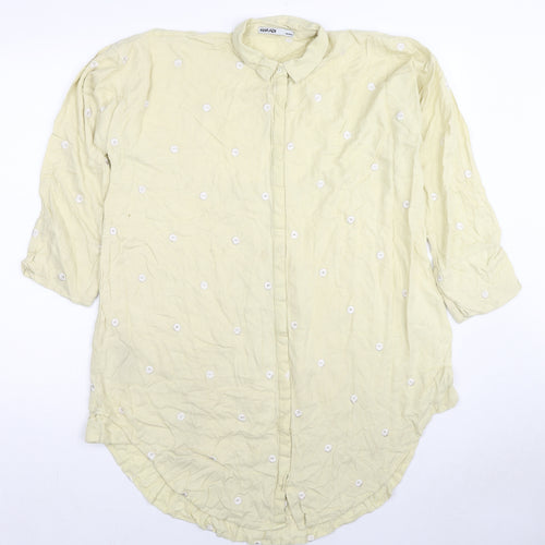 Khaadi Womens Beige Geometric Viscose Basic Button-Up Size M Collared