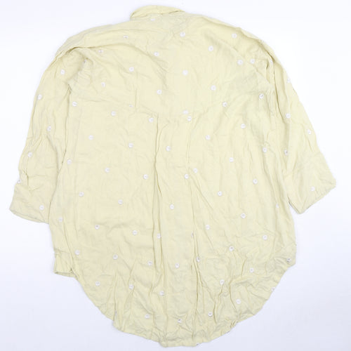 Khaadi Womens Beige Geometric Viscose Basic Button-Up Size M Collared