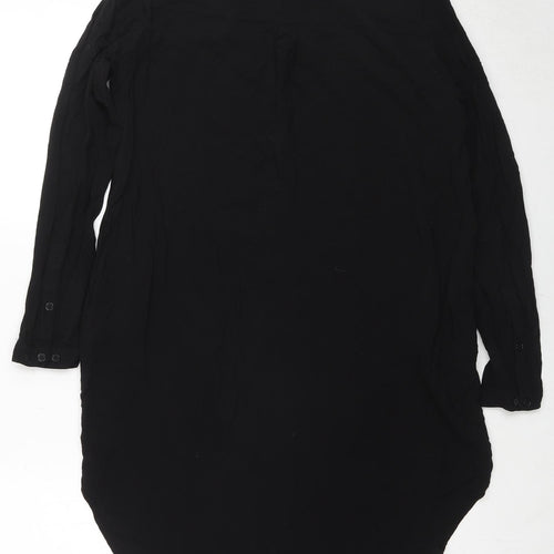 Divided by H&M Womens Black Viscose Shirt Dress Size 10 Collared Button