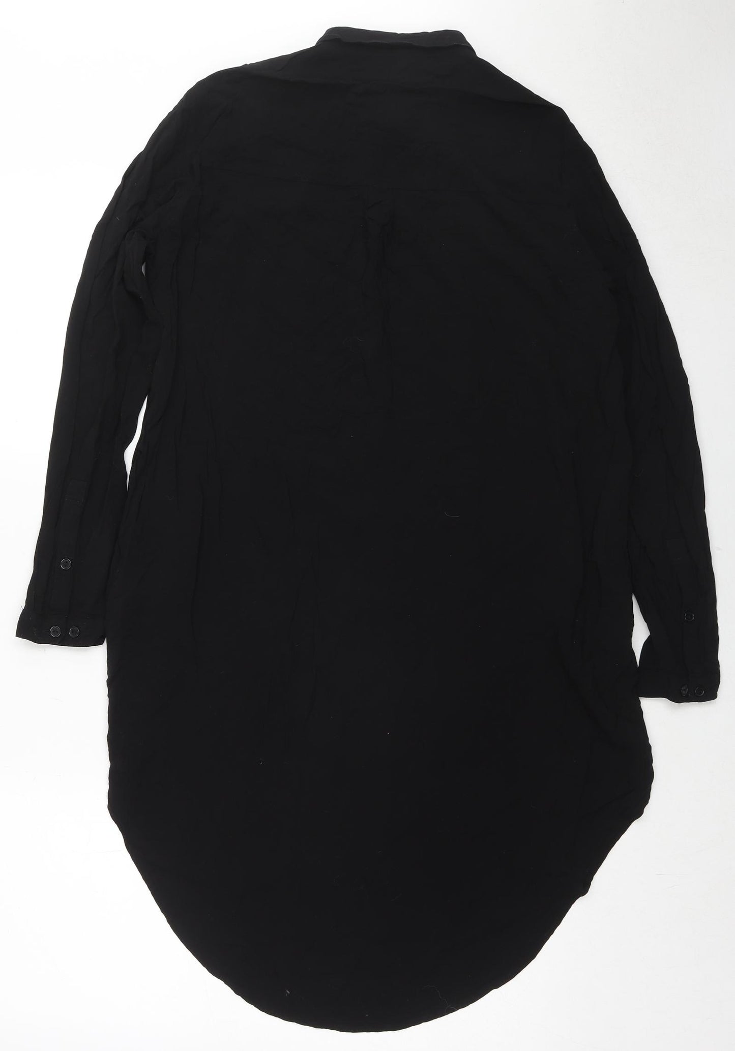 Divided by H&M Womens Black Viscose Shirt Dress Size 10 Collared Button