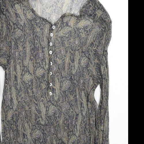 Zara Womens Grey Geometric Polyester Tunic Blouse Size M Scoop Neck