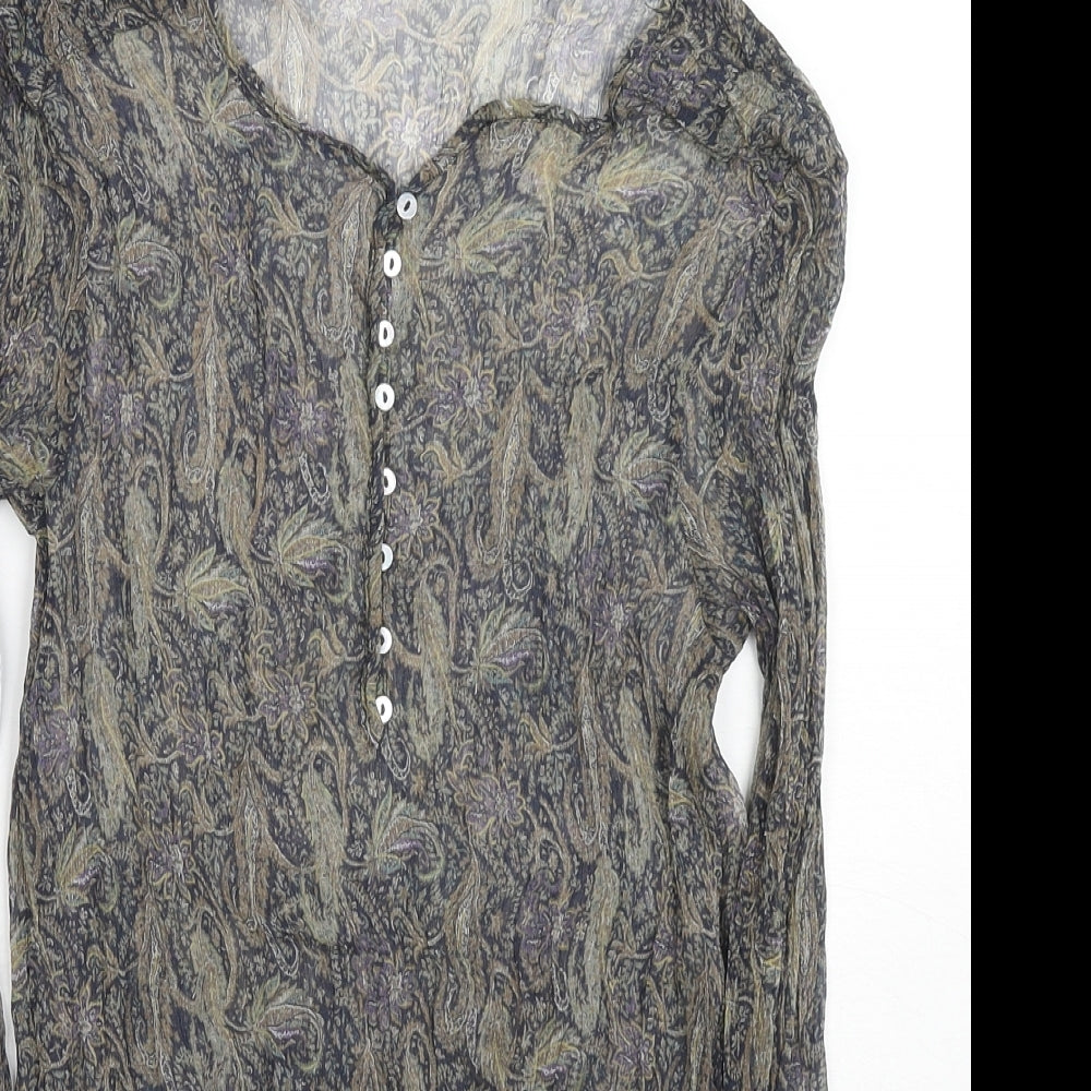 Zara Womens Grey Geometric Polyester Tunic Blouse Size M Scoop Neck
