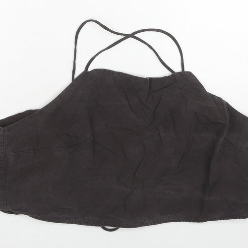 H&M Womens Brown Lyocell Cropped Tank Size L Square Neck