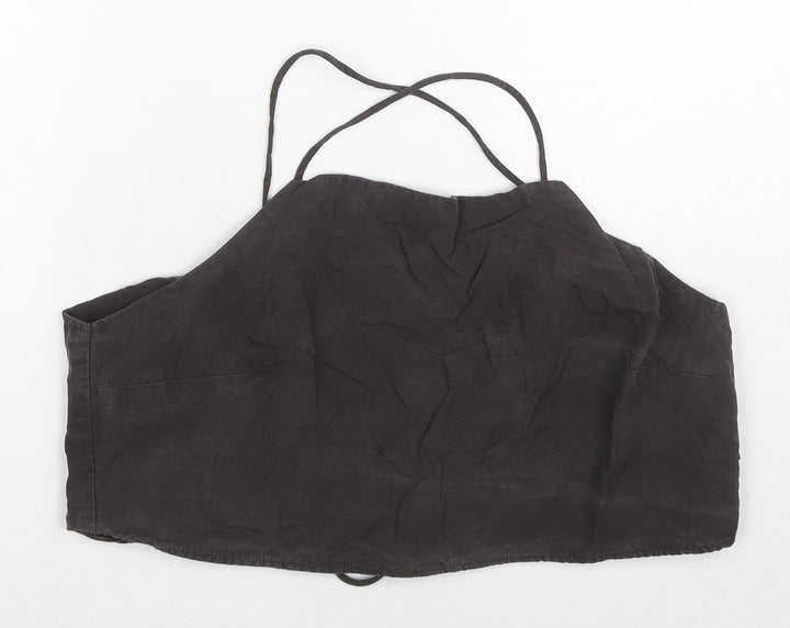 H&M Womens Brown Lyocell Cropped Tank Size L Square Neck