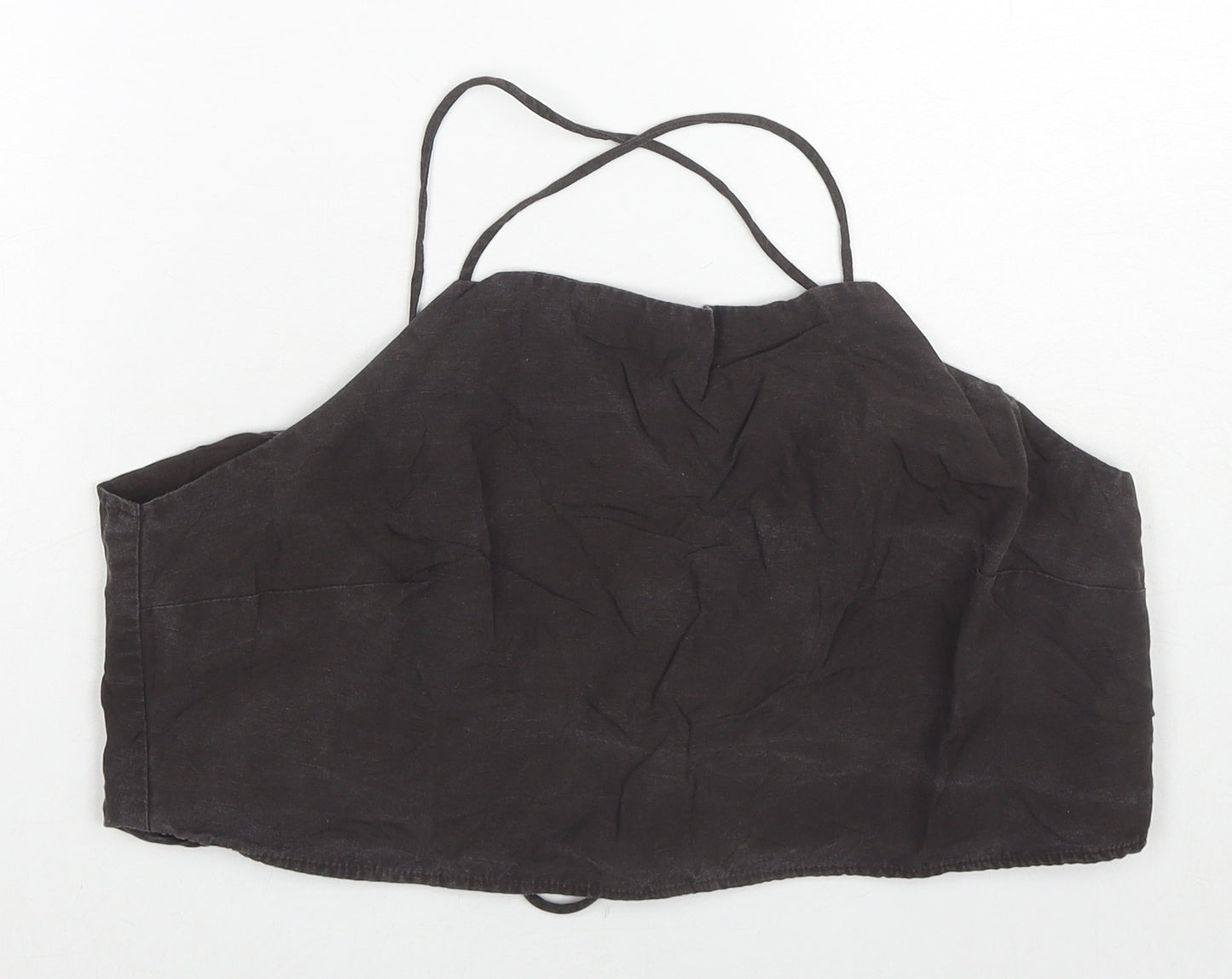 H&M Womens Brown Lyocell Cropped Tank Size L Square Neck