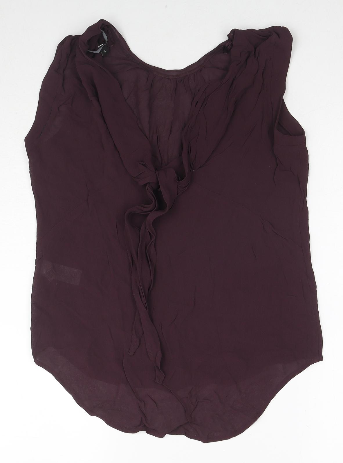 NEXT Womens Purple Viscose Basic Tank Size 10 V-Neck