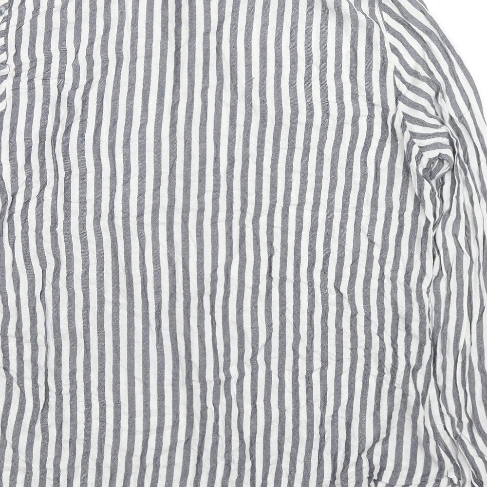 Dorothy Perkins Womens Grey Striped Viscose Basic Button-Up Size 12 Collared