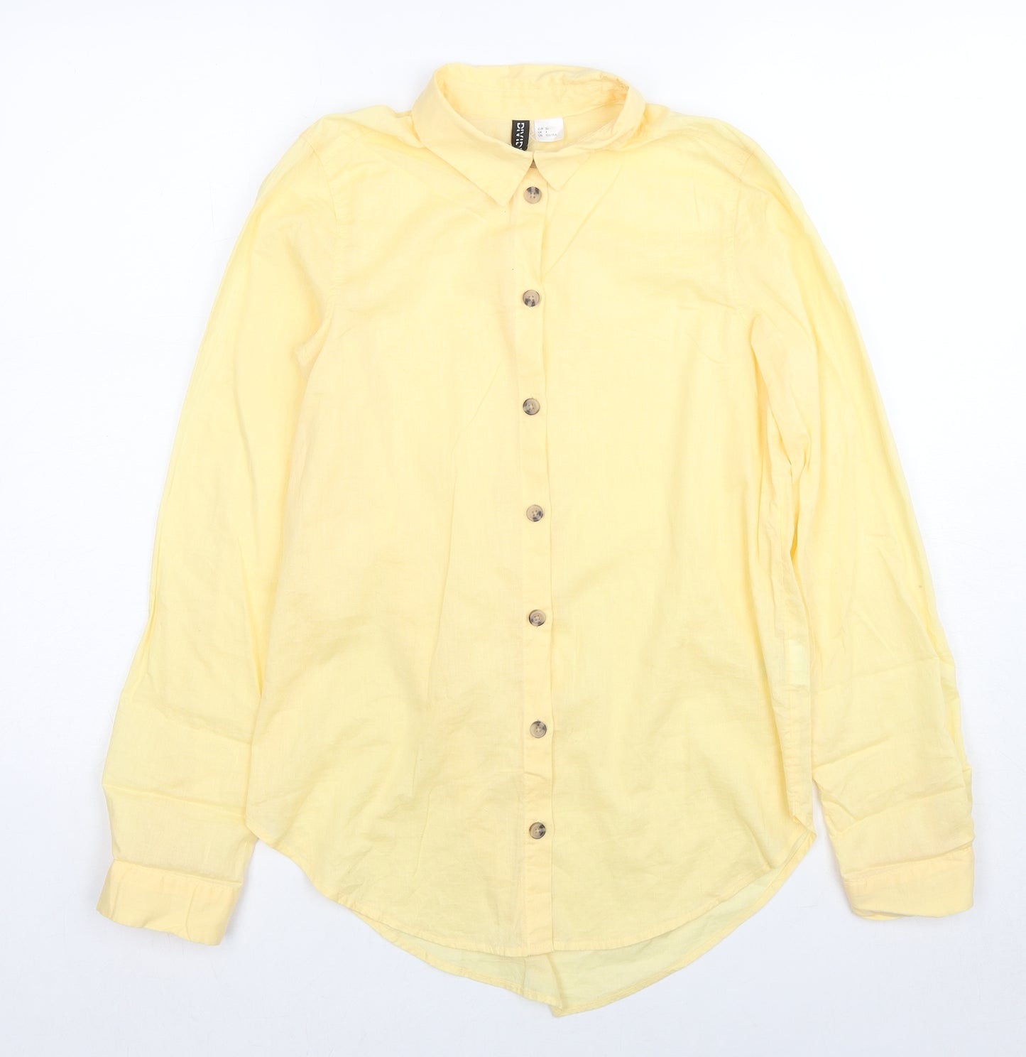 Divided by H&M Womens Yellow Cotton Basic Button-Up Size 4XL Collared