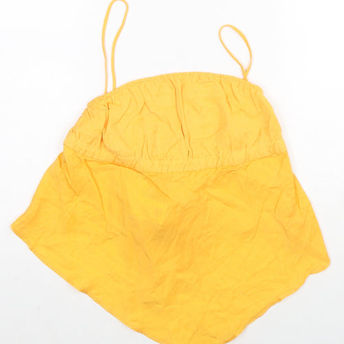 Zara Womens Yellow Lyocell Basic Tank Size M Round Neck