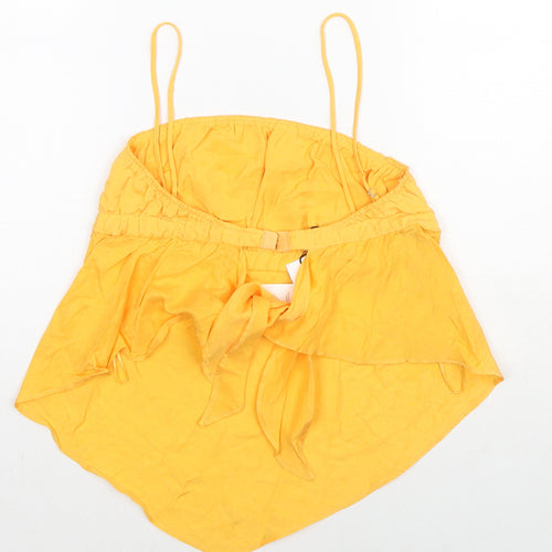 Zara Womens Yellow Lyocell Basic Tank Size M Round Neck