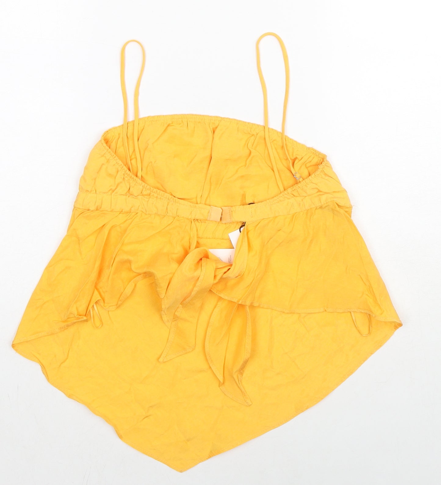 Zara Womens Yellow Lyocell Basic Tank Size M Round Neck