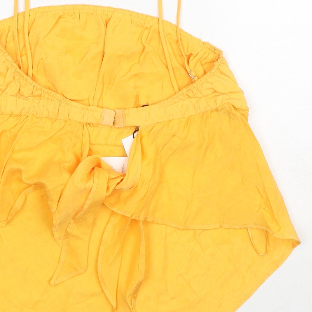 Zara Womens Yellow Lyocell Basic Tank Size M Round Neck