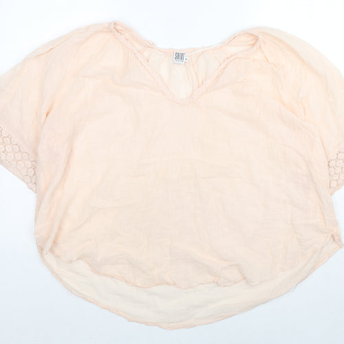Saint Tropez Clothing Womens Beige Polyester Basic Blouse Size XL V-Neck