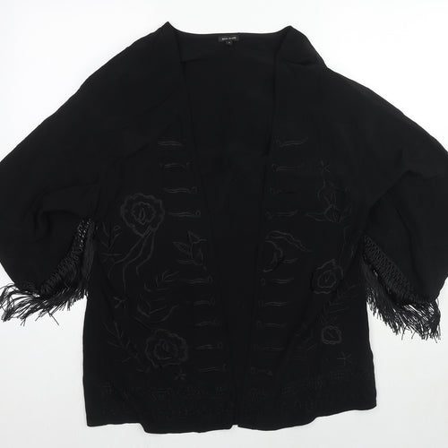 River Island Womens Black Viscose Kimono Blouse Size 8 V-Neck