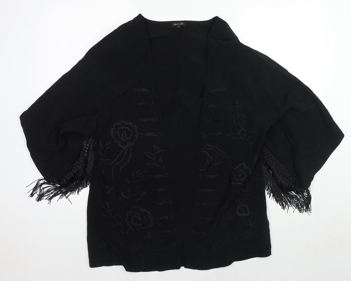 River Island Womens Black Viscose Kimono Blouse Size 8 V-Neck