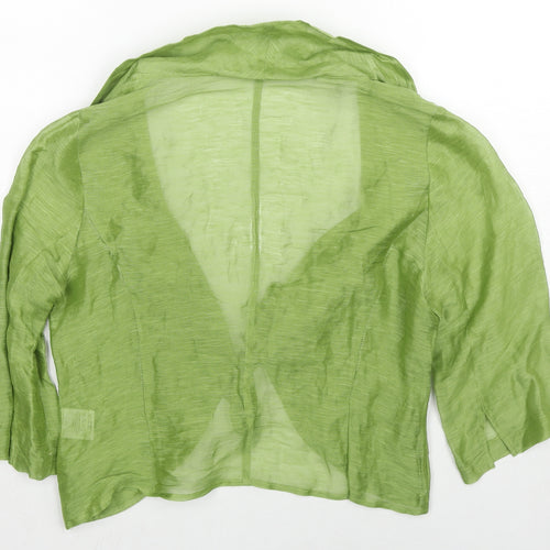 Minuet Womens Green Linen Basic Blouse Size 14 V-Neck