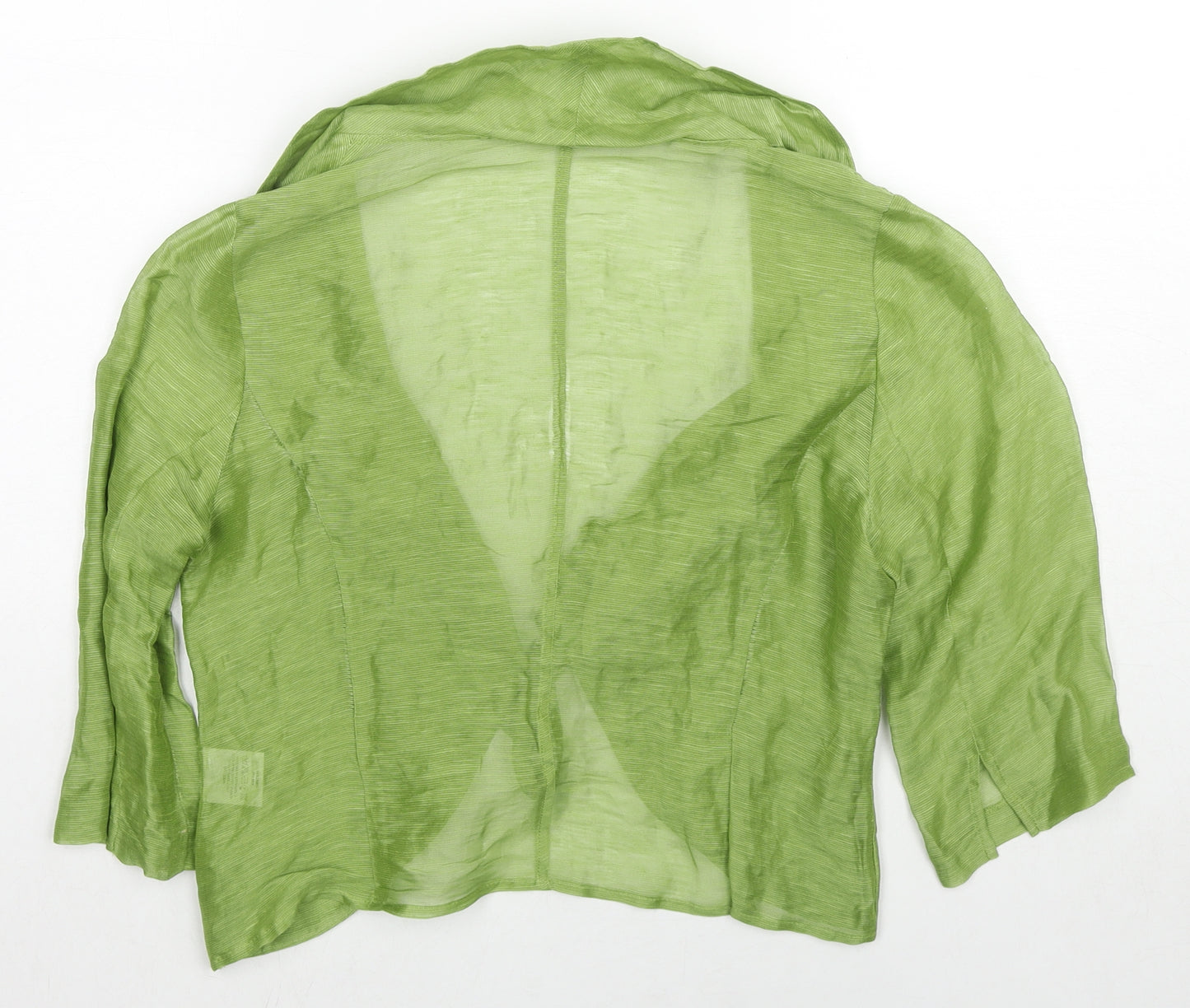 Minuet Womens Green Linen Basic Blouse Size 14 V-Neck