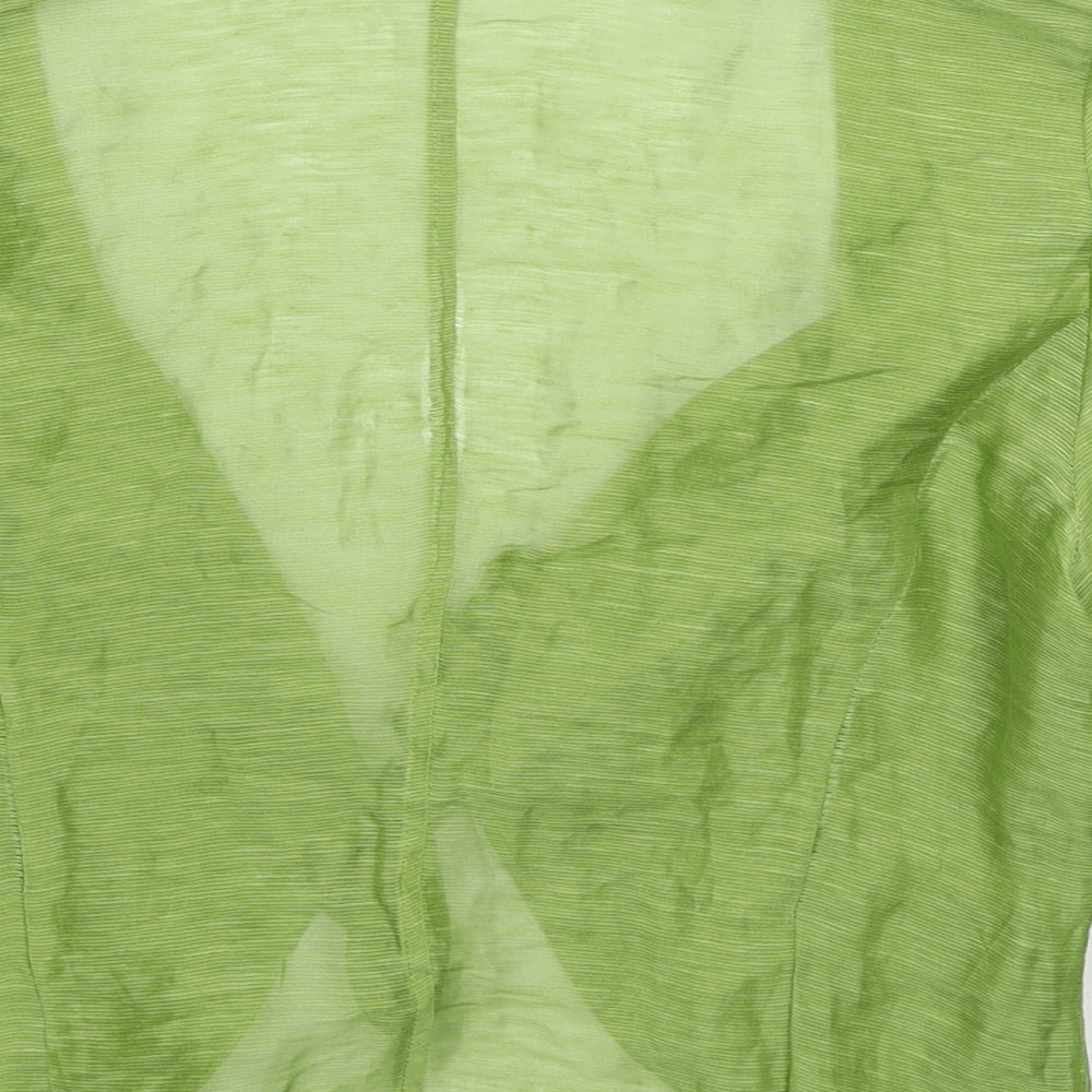 Minuet Womens Green Linen Basic Blouse Size 14 V-Neck
