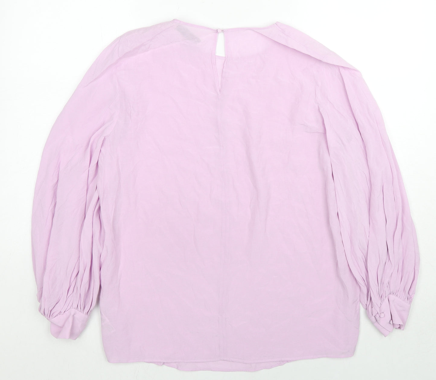 Autograph Womens Purple Cupro Basic Blouse Size 14 Round Neck