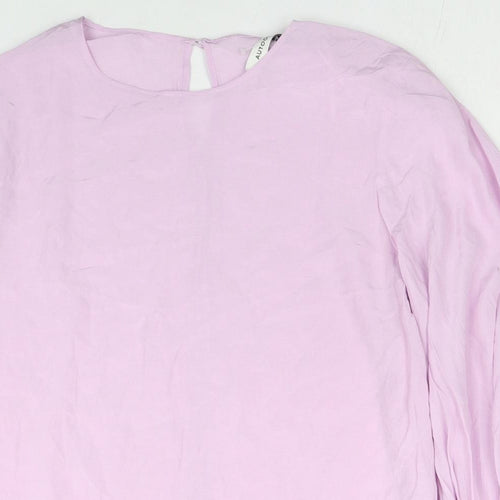 Autograph Womens Purple Cupro Basic Blouse Size 14 Round Neck