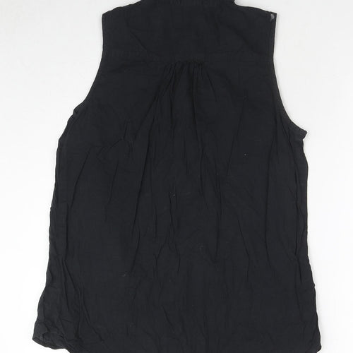 Golddigga Womens Black Cotton Basic Button-Up Size 12 Collared