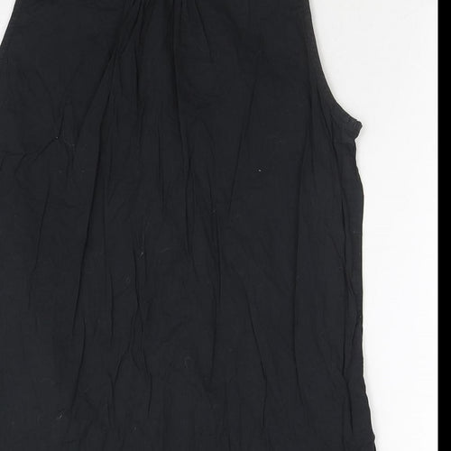 Golddigga Womens Black Cotton Basic Button-Up Size 12 Collared