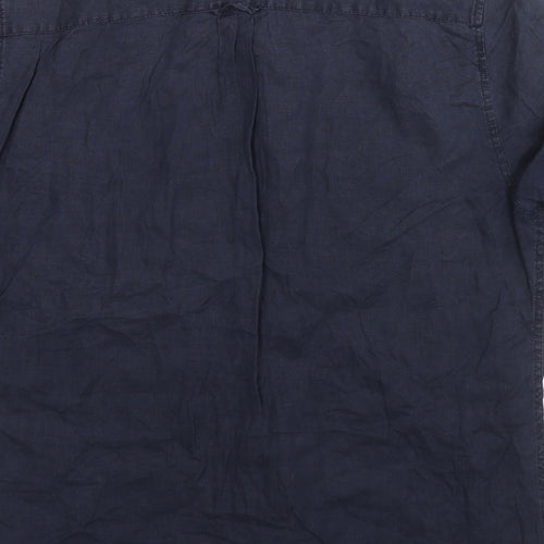 NEXT Mens Blue Linen Button-Up Size L Collared Button