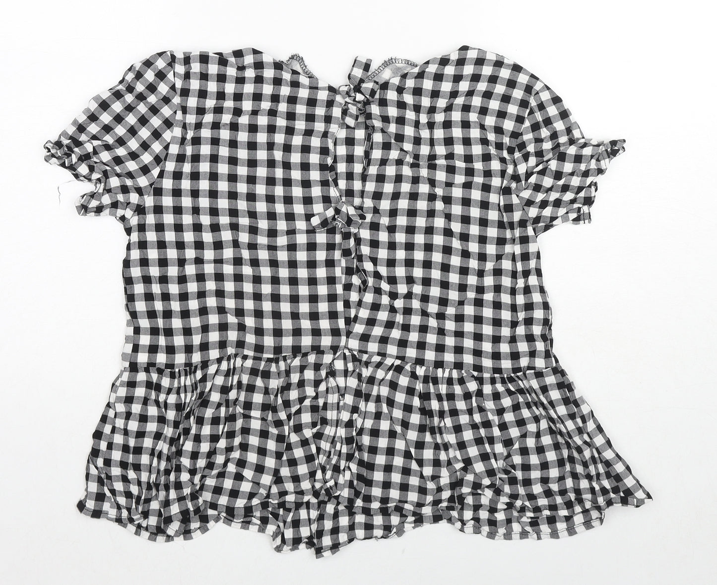 Therapy Womens Black Check Viscose Basic Blouse Size 12 Round Neck
